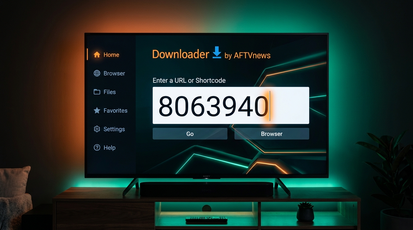 Downloader App on Smart TV with code 8063940