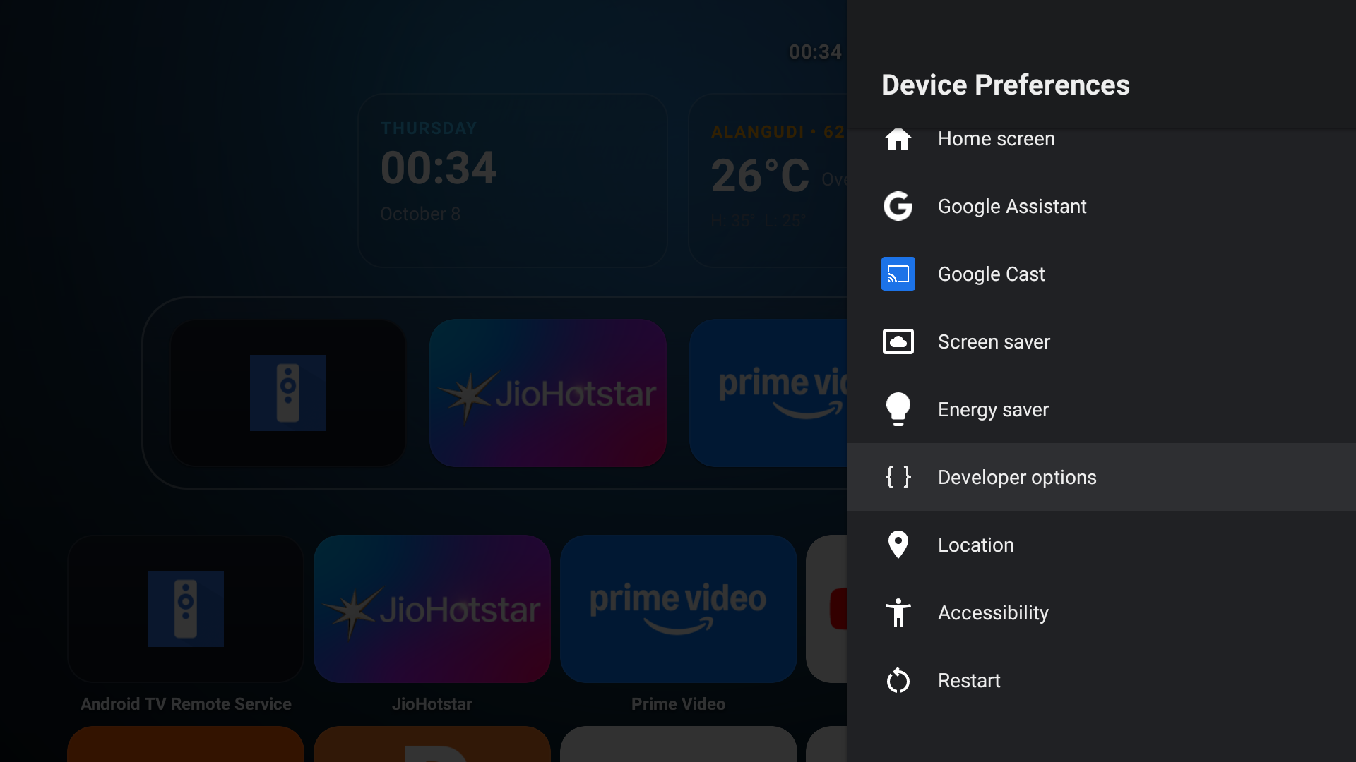 FrameTune Android TV Settings and Streaming App Overlay